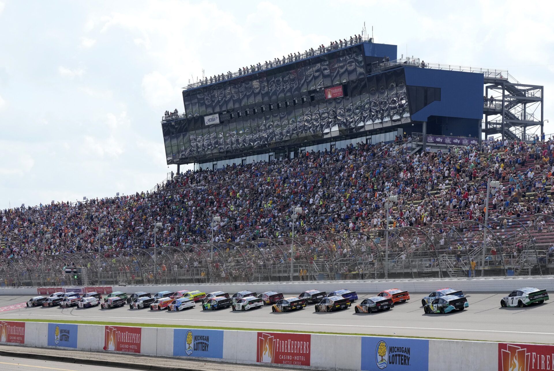 The NASCAR series takes the green flag during the FireKeepers Casino 400 at Michigan International Speedway.