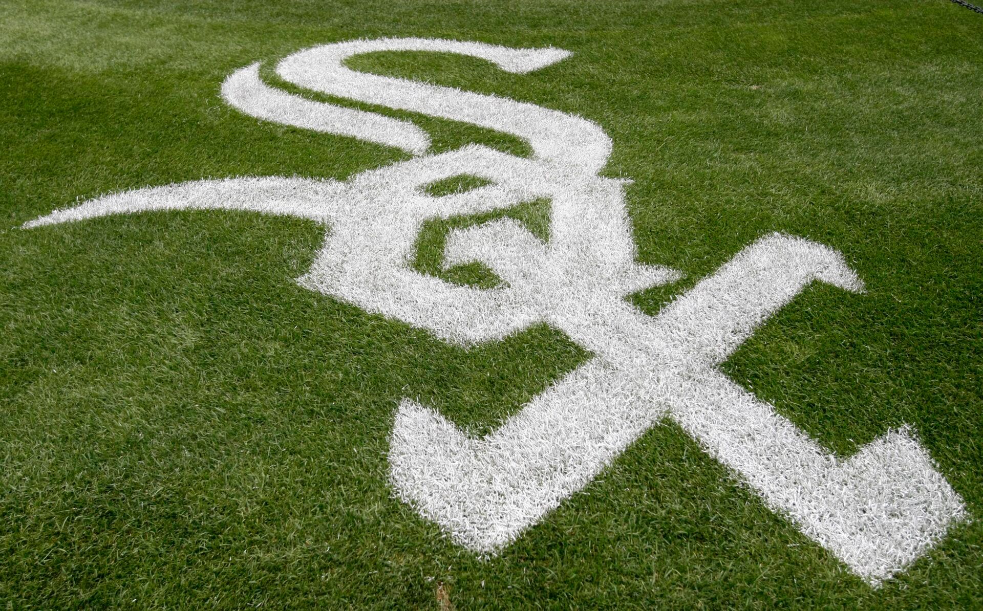 The Chicago White Sox logo behind home plate before a game between the Chicago White Sox and the Texas Rangers at U.S Cellular Field.