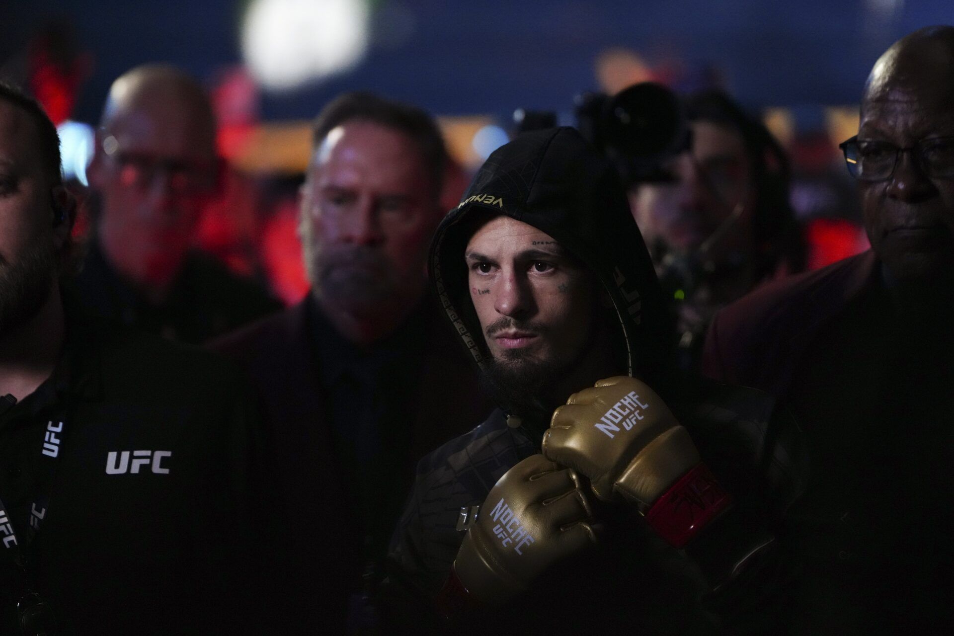 Sean OMalley of the United States (red gloves) fights Merab Dvalishvili of Georgia (blue gloves) during Riyadh Season Noche UFC 306 at The Sphere.
