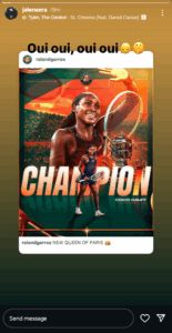 Coco Gauff Receives String of Celebratory Messages from Jalen Sera After French Open Glory