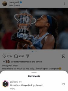 Coco Gauff received several congratulatory messages from Jalen Sera after French Open triumph.