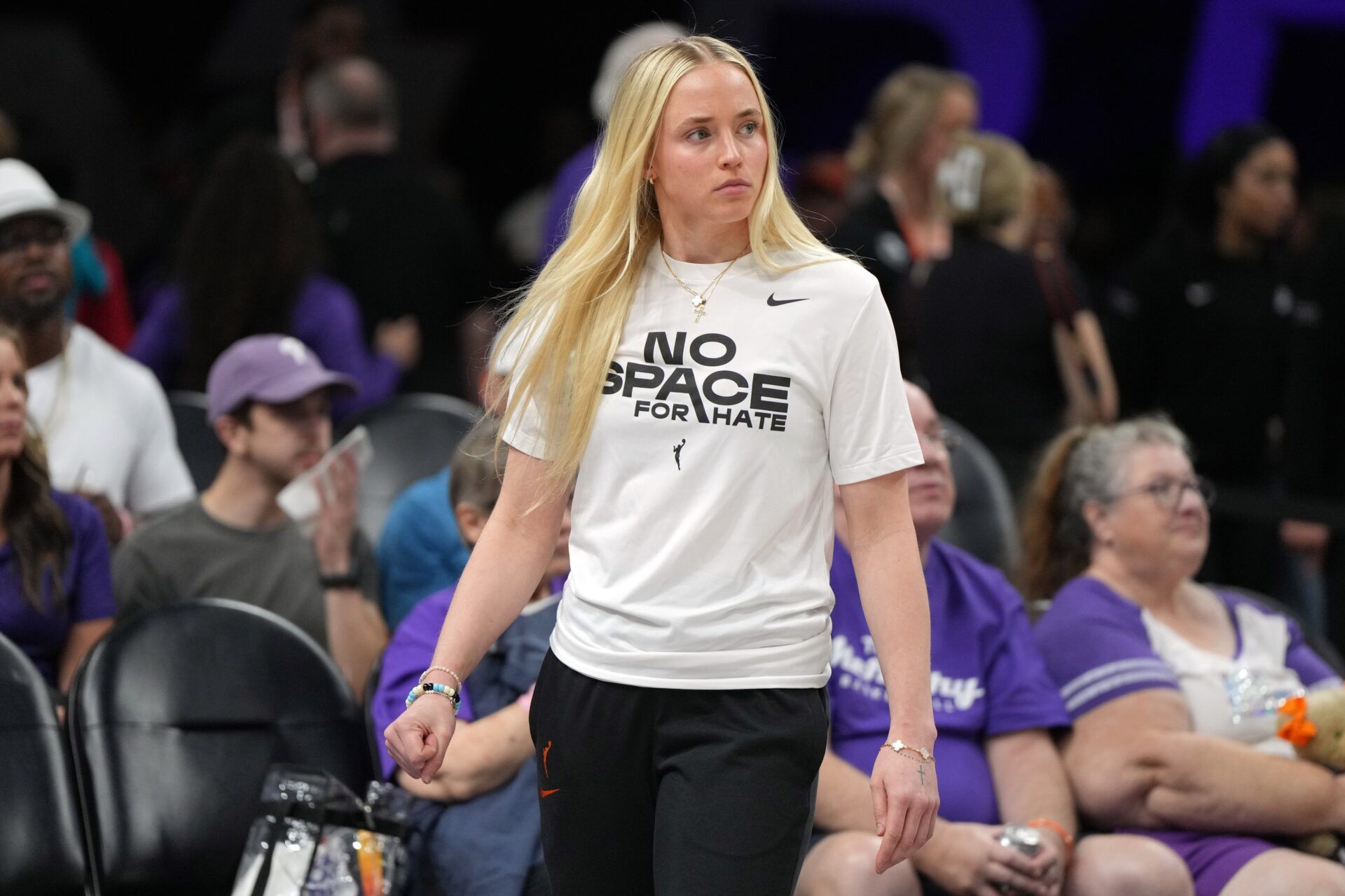 Chicago Sky guard Hailey Van Lith (2) warms up against the Phoenix Mercury at Footprint Center.