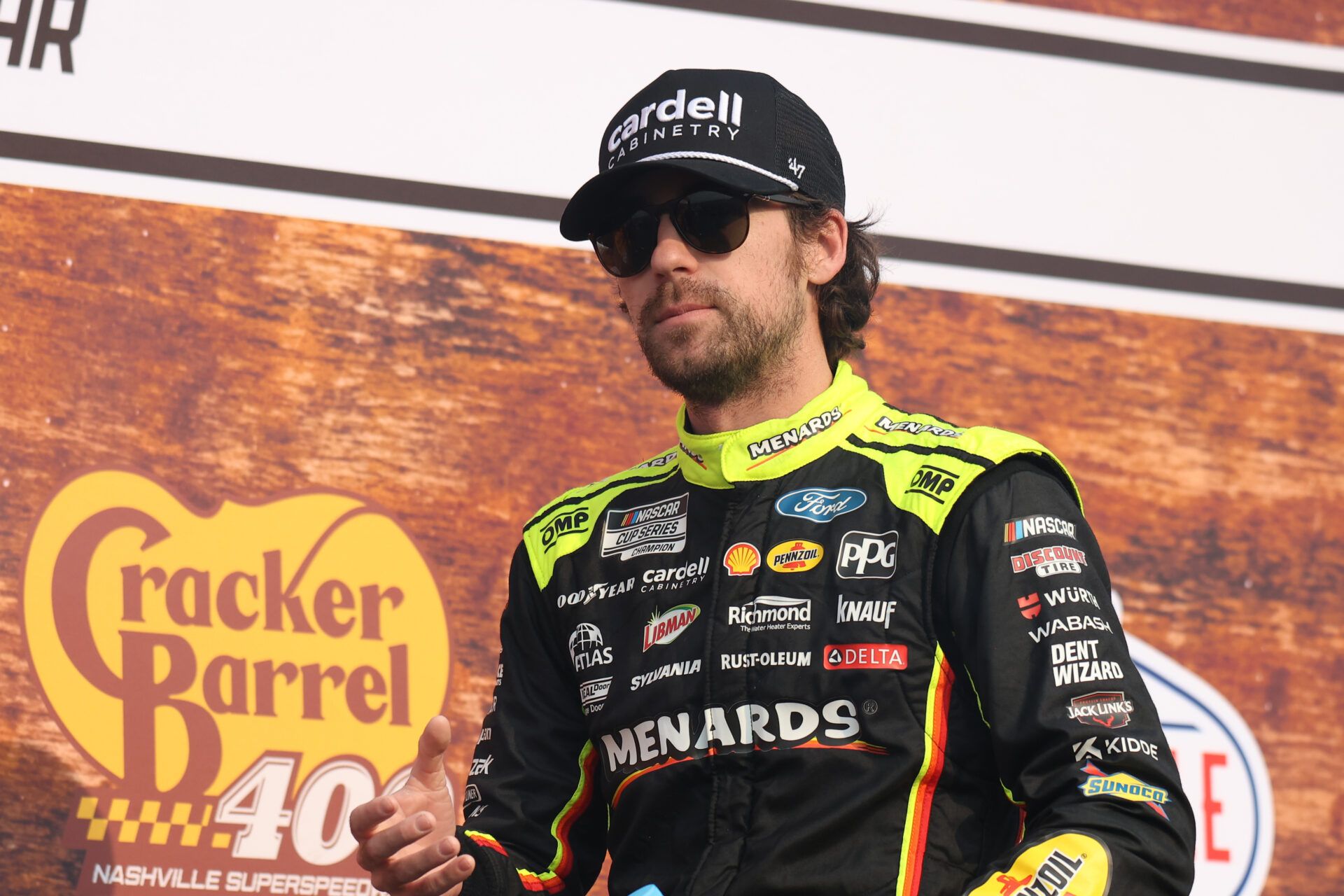 NASCAR Cup Series driver Ryan Blaney (12) during driver introductions for the Cracker Barrel 400 at Nashville Superspeedway.
