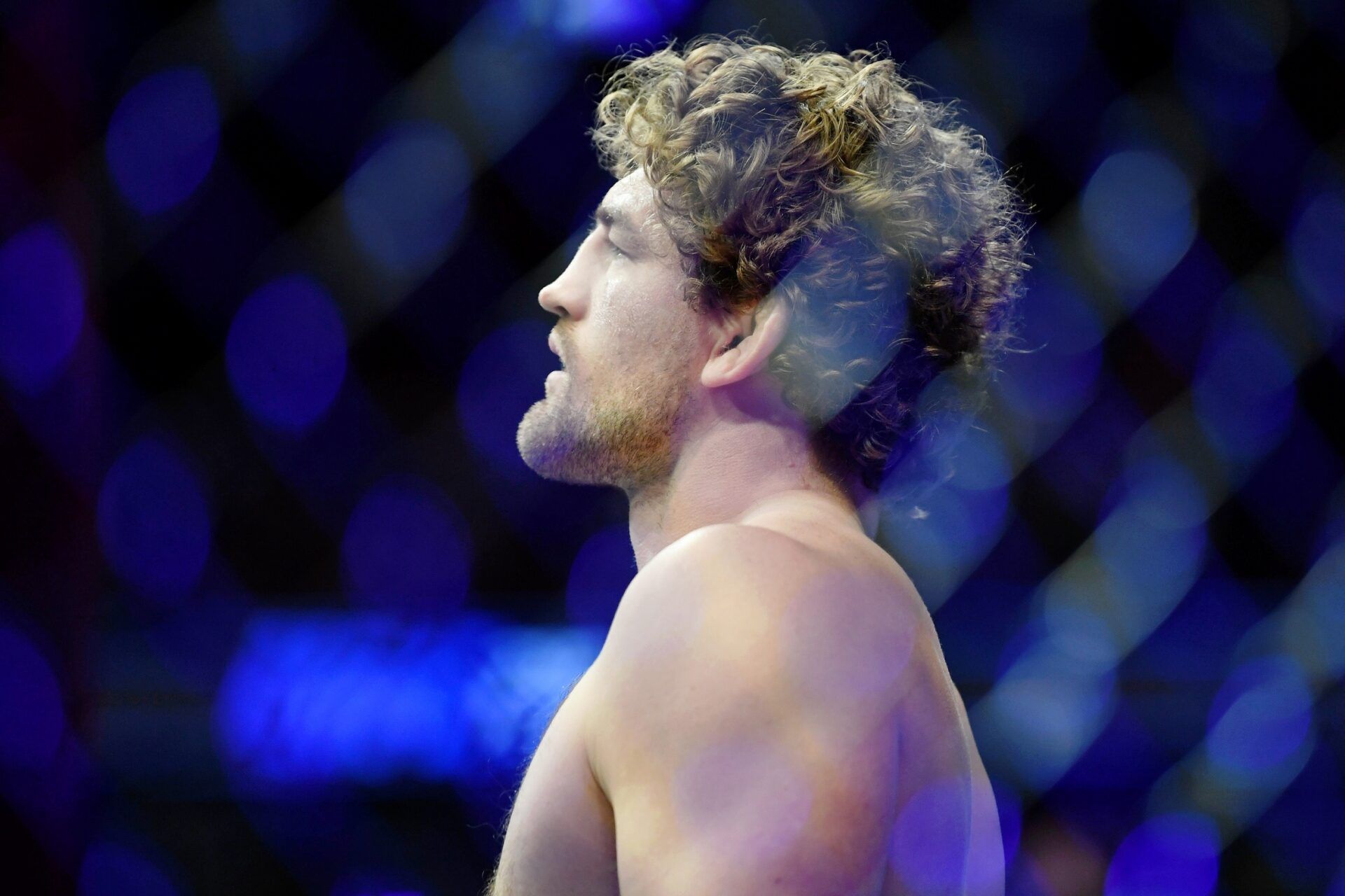 Ben Askren (blue gloves) before his fight against Jorge Masvidal (not pictured) at T-Mobile Arena. Jorge Masvidal set a new record for the fastest knockout in UFC history with five seconds.