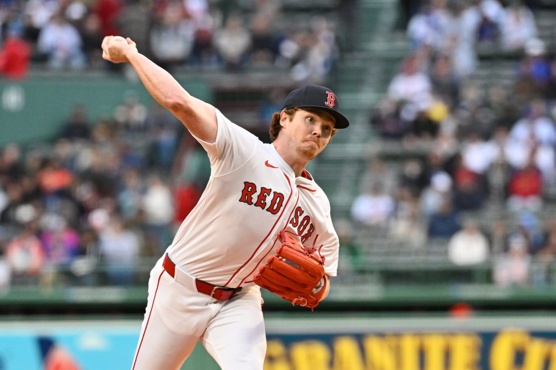 Boston Red Sox starting pitcher Hunter Dobbins (73) pitches against the New York Mets during the first inning at Fenway Park.