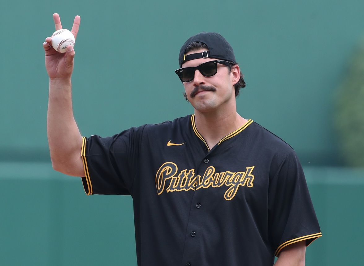 Pittsburgh Steelers quarterback Mason Rudolph (2) gestures before throwing out a ceremonial first pitch prior to the Pittsburgh Pirates playing the Philadelphia Phillies at PNC Park.