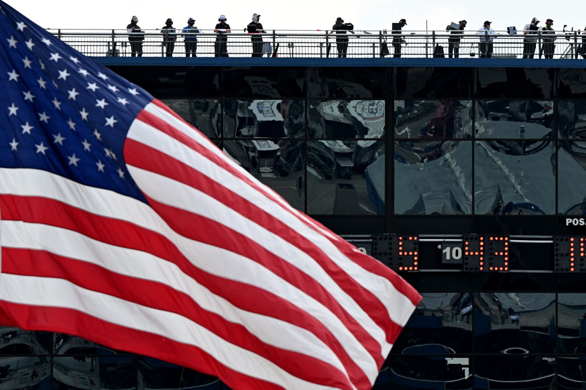 NASCAR Cup Series fans watch FireKeepers Casino 400 from the roof top at Michigan International Speedway.