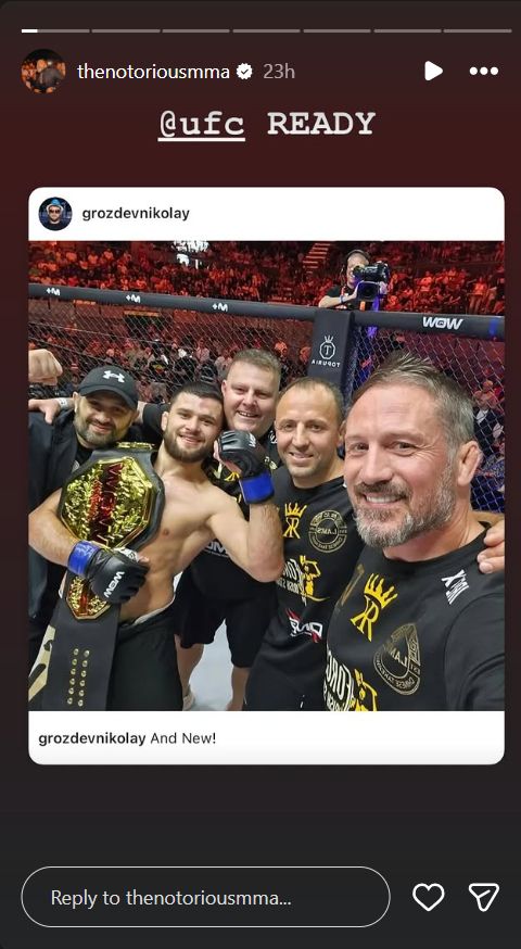 Conor McGregor shares an Instagram story about an SBG fighter