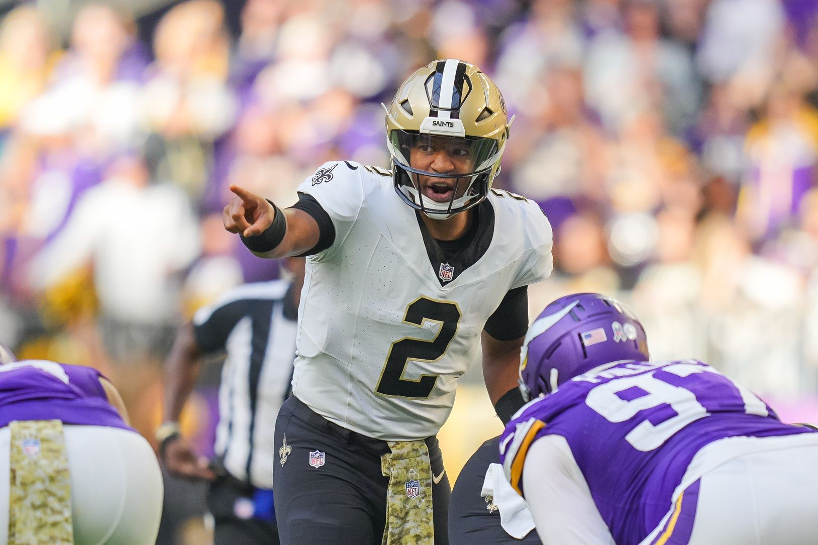 New Orleans Saints quarterback Jameis Winston (2) against the Minnesota Vikings in the third quarter at U.S. Bank Stadium.