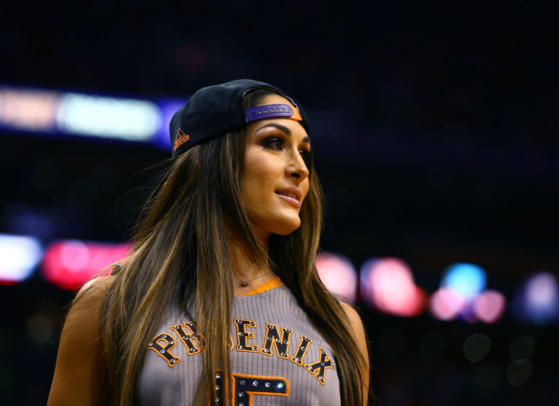 WWE wrestler Nikki Bella in attendance of the game between the Minnesota Timberwolves against the Phoenix Suns at US Airways Center.