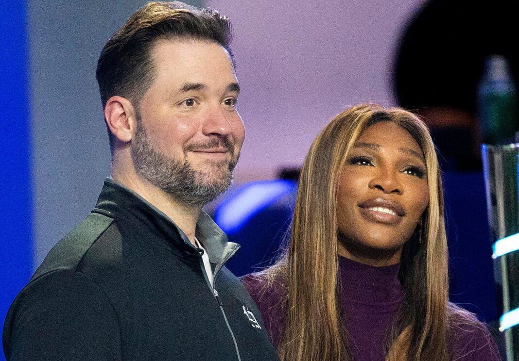 Serena Williams and her husband, Reddit co-founder Alexis Ohanian, co-own the Los Angeles Golf Club, and watch their team play against Boston Common Golf during a TGL match at the SoFi Center on February 4, 2025, in Palm Beach Gardens, Florida.