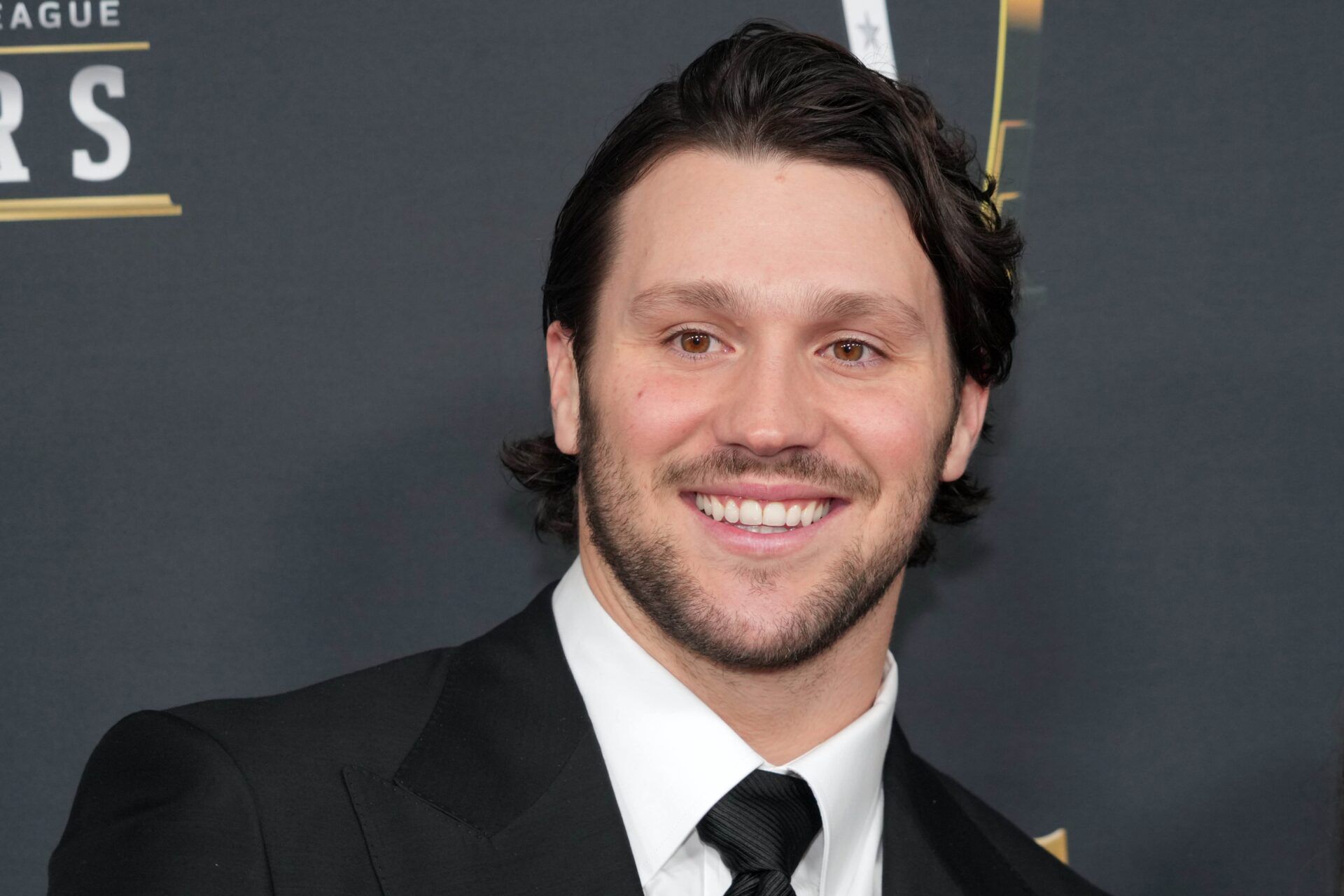 Josh Allen on the red carpet before Super Bowl LIX NFL Honors at Saenger Theatre.