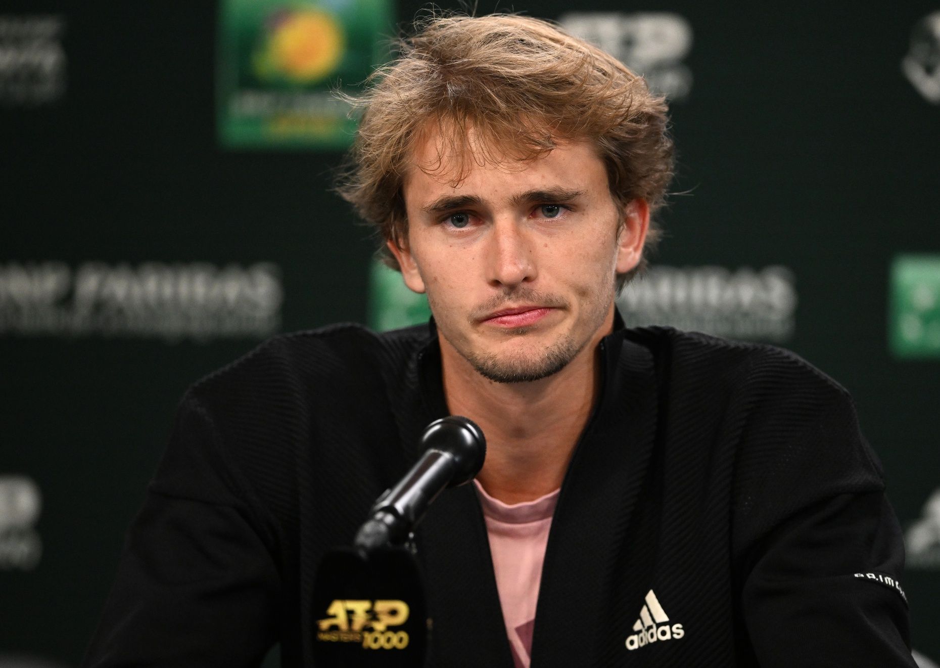 Alexander Zverev (GER) answers questions during a media interview at the BNP Paribas Open at Indian Wells Tennis Garden.