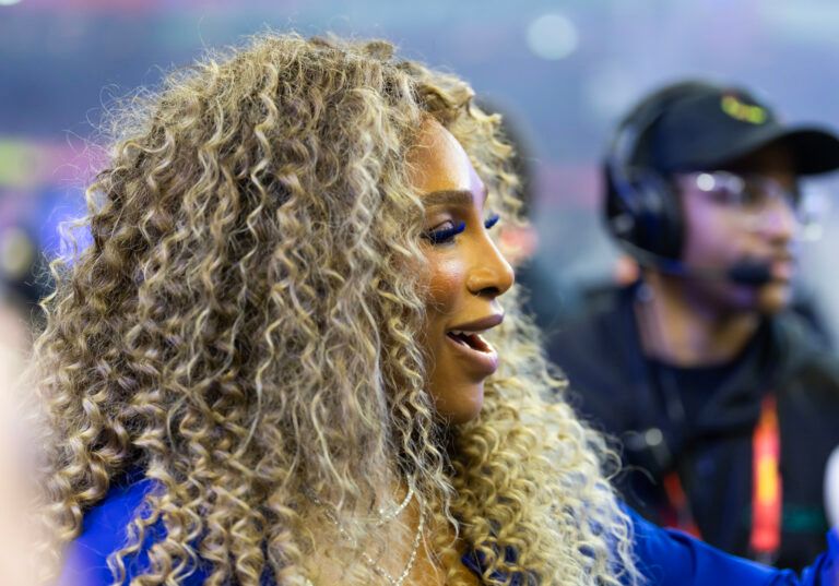 Serena Williams during the halftime show of Super Bowl LIX between the Philadelphia Eagles and the Kansas City Chiefs at Ceasars Superdome.