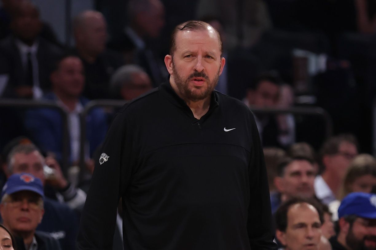New York Knicks head coach Tom Thibodeau looks on in the first quarter against the Indiana Pacers during game five of the eastern conference finals for the 2025 NBA Playoffs at Madison Square Garden.