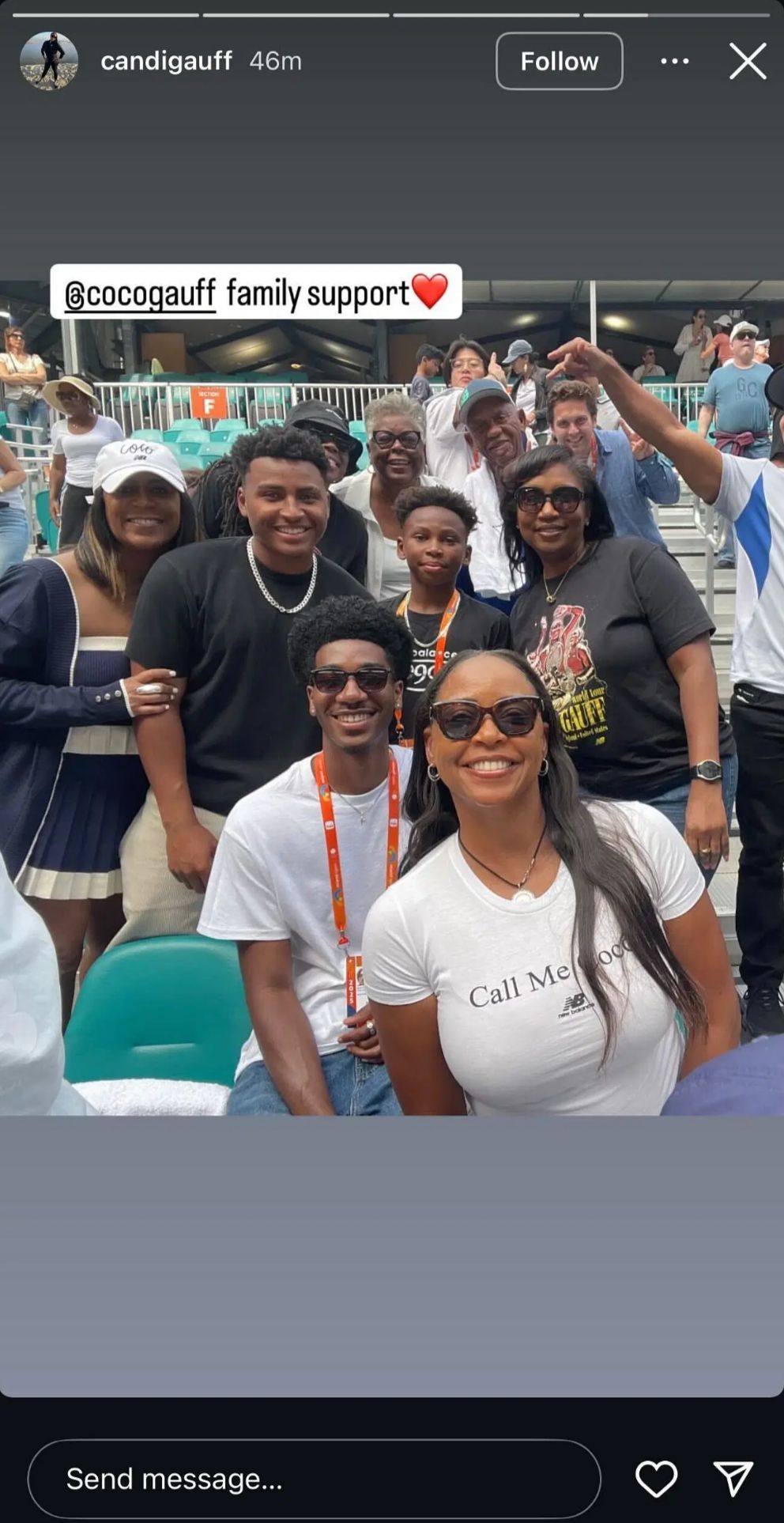 Coco Gauff's boyfriend Jalen Sera (pictured in white) with her mother Candi in Miami