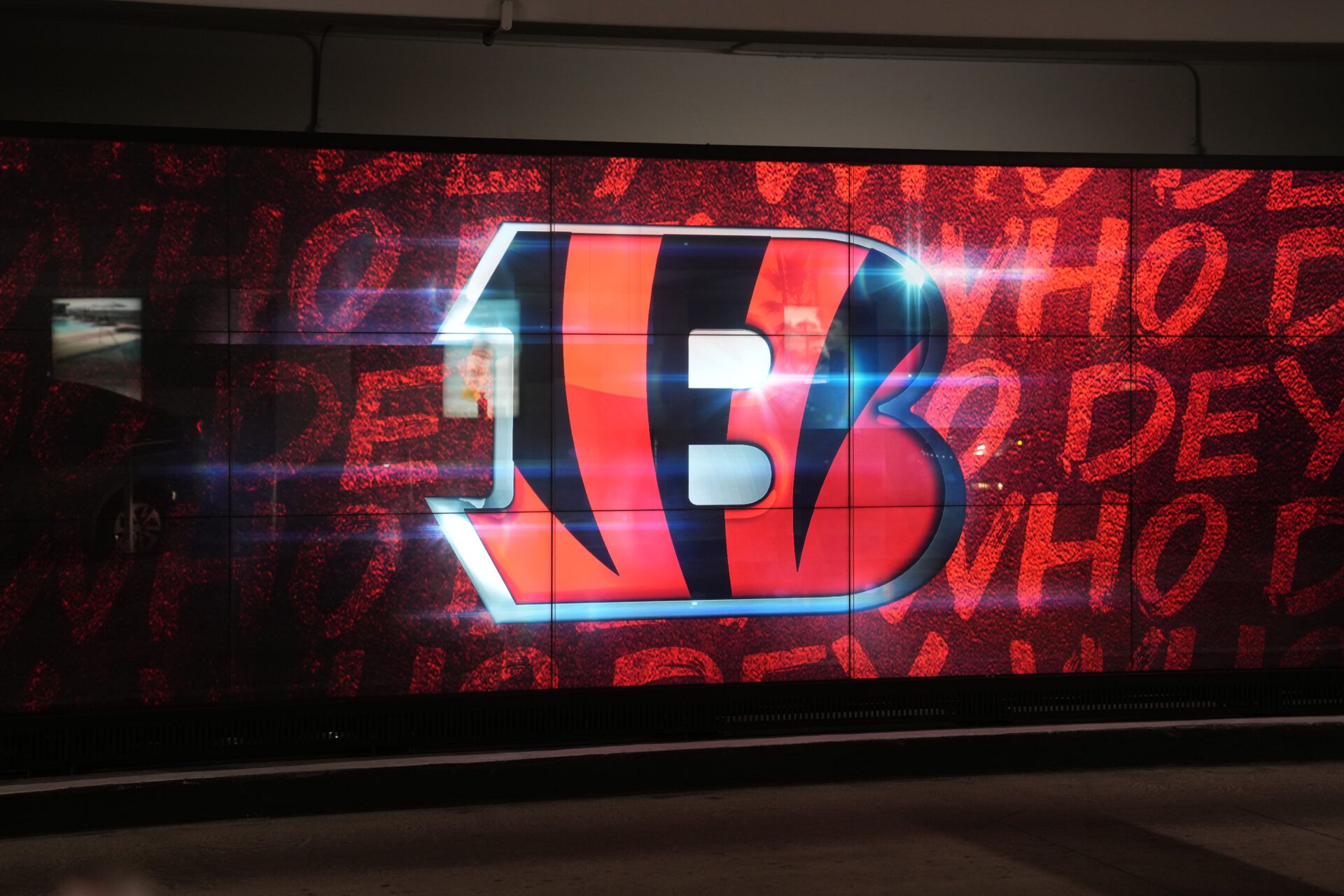A Cincinnati Bengals logo is seen at the Grove.