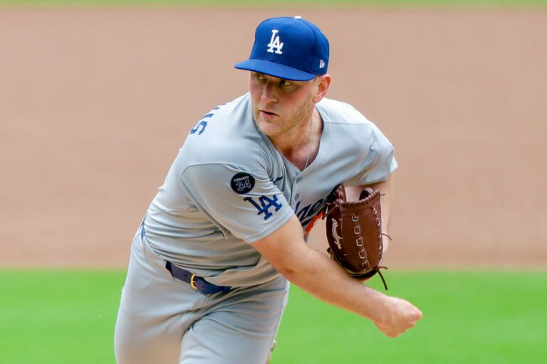 Los Angeles Dodgers starting pitcher Ben Casparius (78) throws a pitch during the first inning against the San Diego Padres at Petco Park.