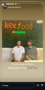 Reilly Opelka (R) pictured with Venus Williams' boyfriend Andrea Preti