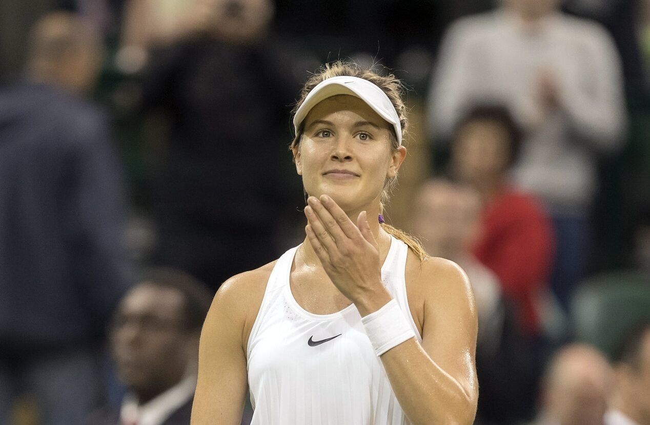 Eugenie Bouchard (CAN) celebrates match point during her match against Magdalena Rybarikova (SVK) on day three of the 2016 The Championships Wimbledon.