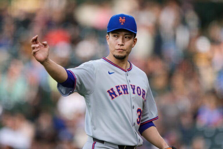 New York Mets starting pitcher Kodai Senga (34) in the first inning against the Colorado Rockies at Coors Field.