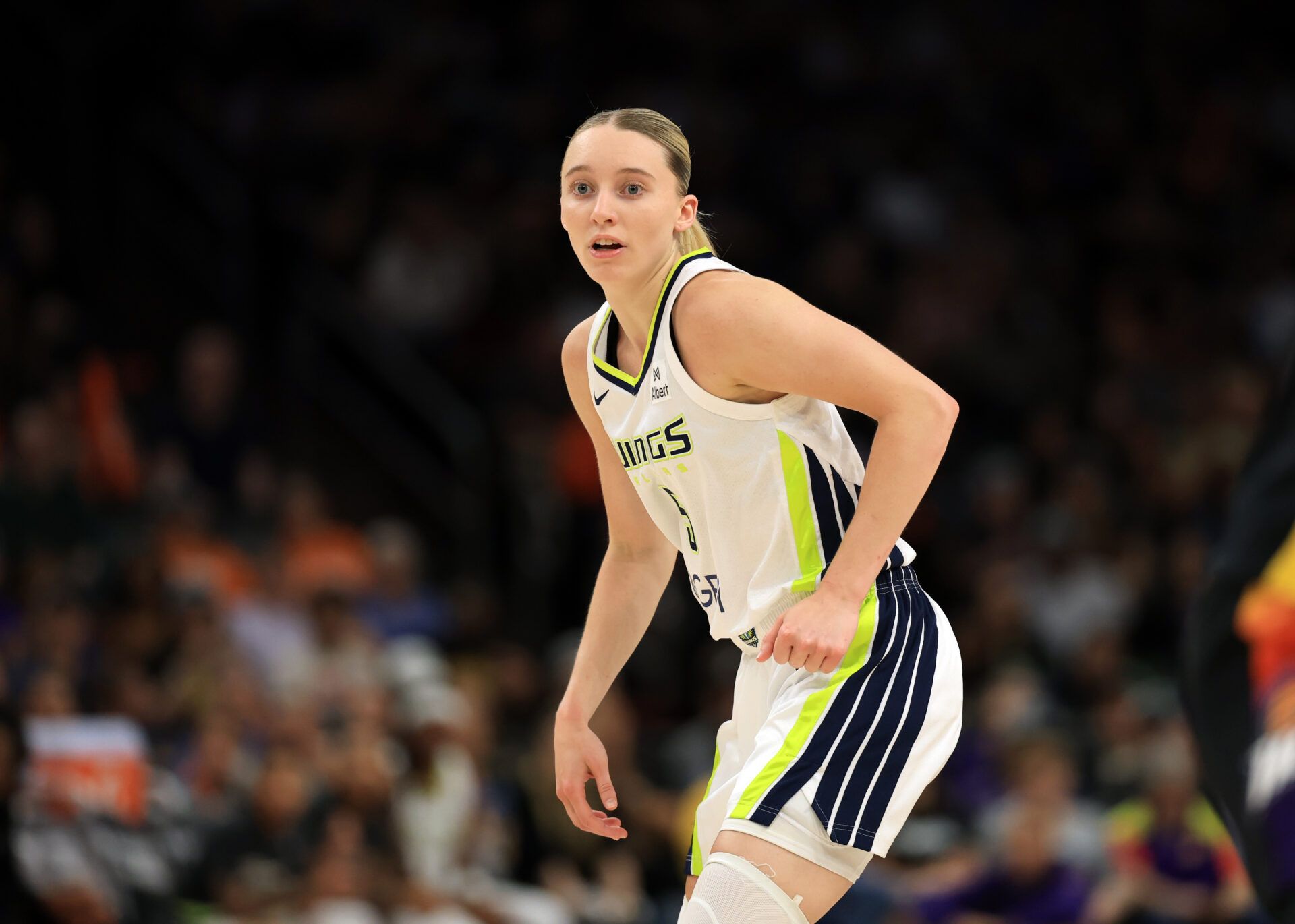 Dallas Wings guard Paige Bueckers (5) against the Phoenix Mercury at PHX Arena.