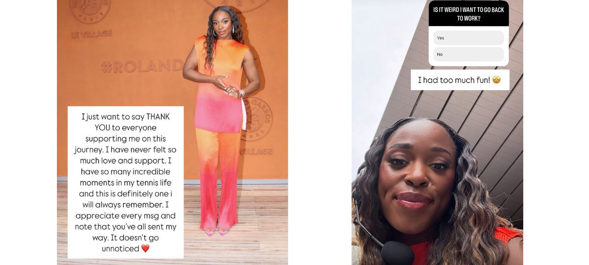 Screengrab of Sloane Stephens' Instagram stories (@sloanestephens)