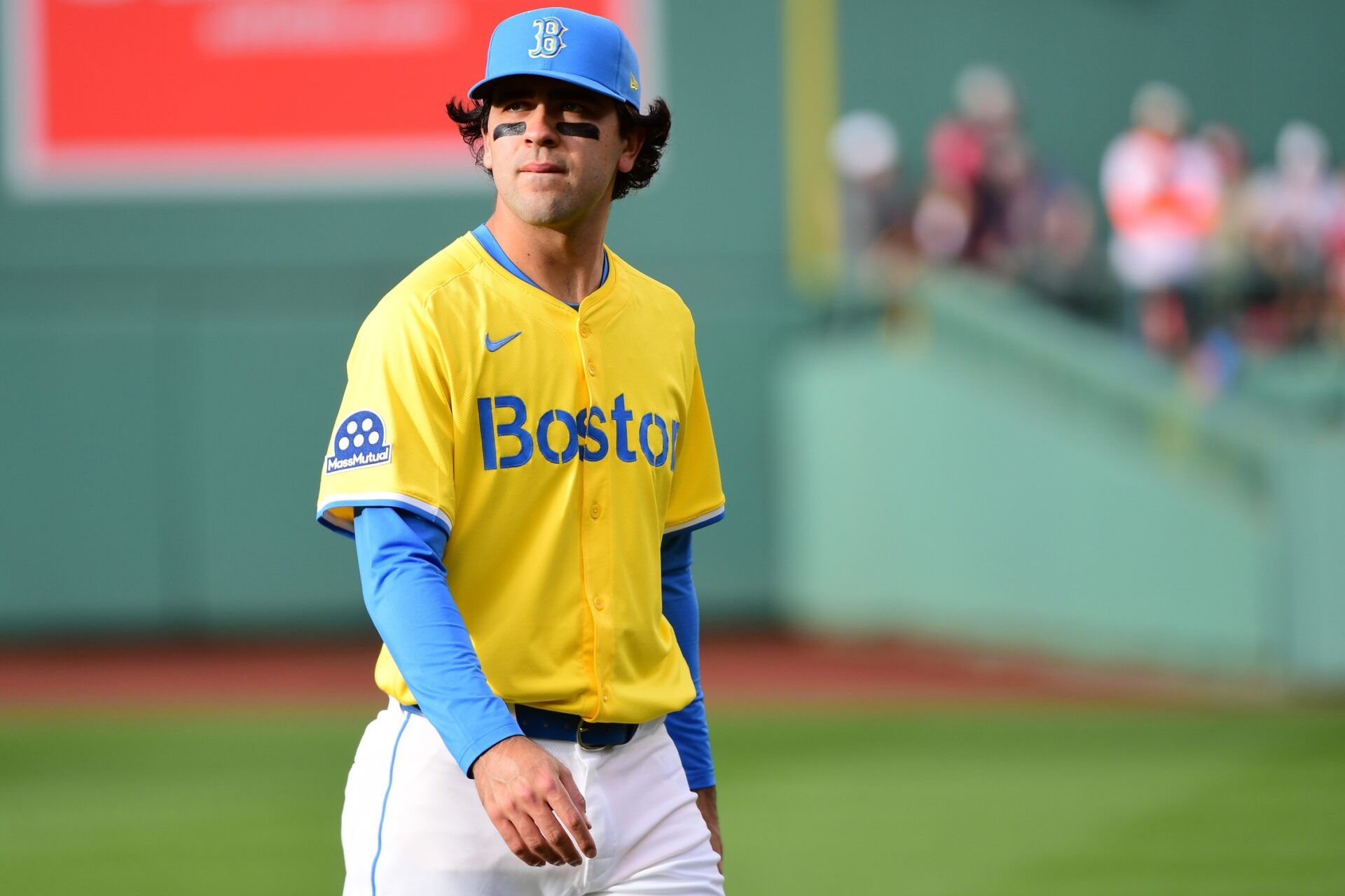 Boston Red Sox third baseman Marcelo Mayer (39) prior to a game against the Baltimore Orioles at Fenway Park.