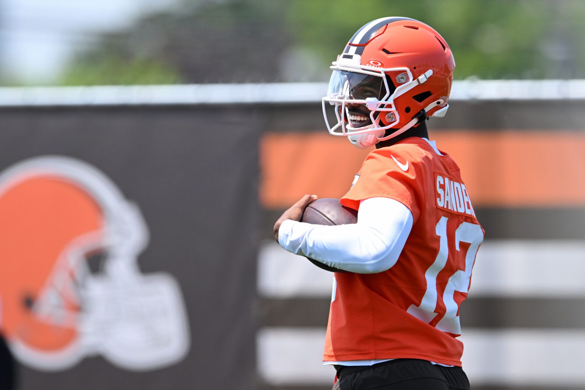 BEREA, OHIO - JUNE 11: Shedeur Sanders #12 of the Cleveland Browns looks on during Cleveland Browns mandatory minicamp at CrossCountry Mortgage Campus on June 11, 2025 in Berea, Ohio. (Photo by Nick Cammett/Getty Images)