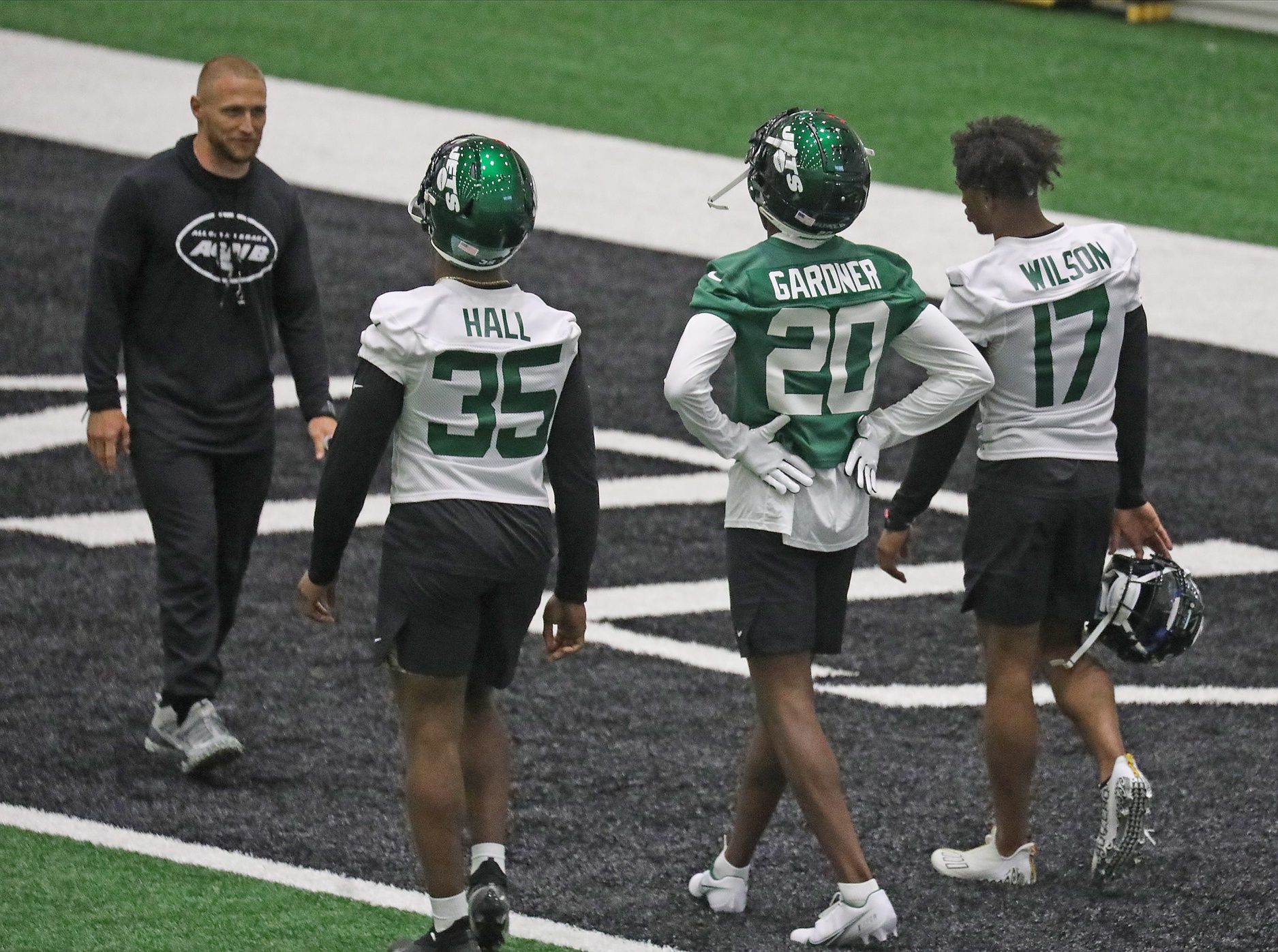 Running back Breece Hall, cornerback Sauce Gardner and wide receiver Garrett Wilson took part in the New York Jets Rookie Camp, held at their practice facility in Florham Park, NJ on May 6, 2022.

The New York Jets Held Rookie Camp At Their Practice Facility In Florham Park Nj On May 6 2022