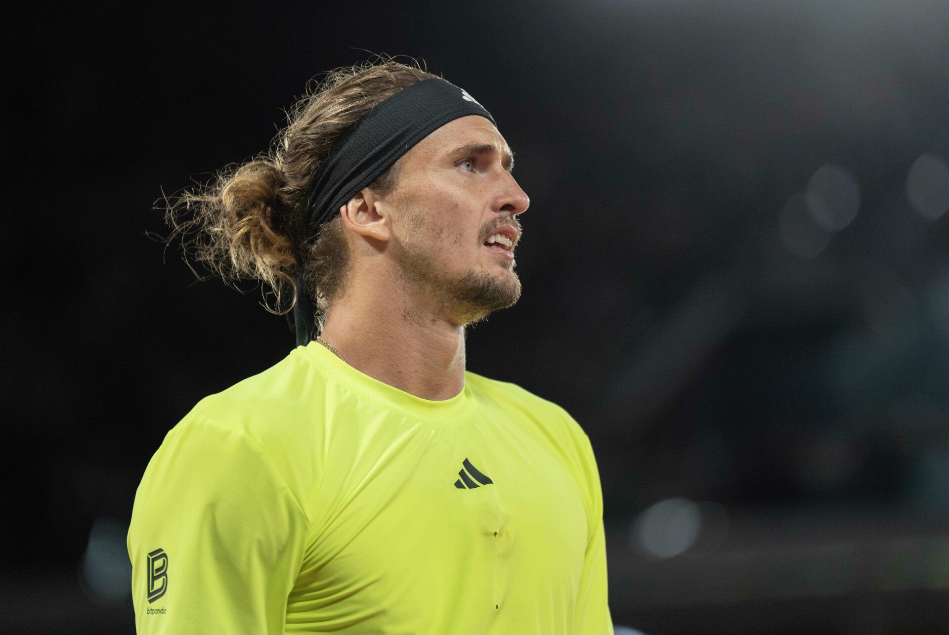 Alexander Zverev of Germany during his match against Novak Djokovic of Serbia on day 11 at Roland Garros Stadium.