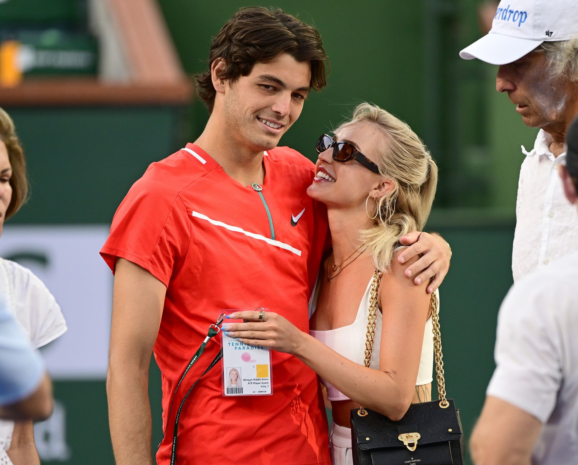Taylor Fritz (USA) with his girlfriend Morgan Riddle after defeating Rafael Nadal (ESP) in the men’s final at the BNP Paribas Open at the Indian Wells Tennis Garden.