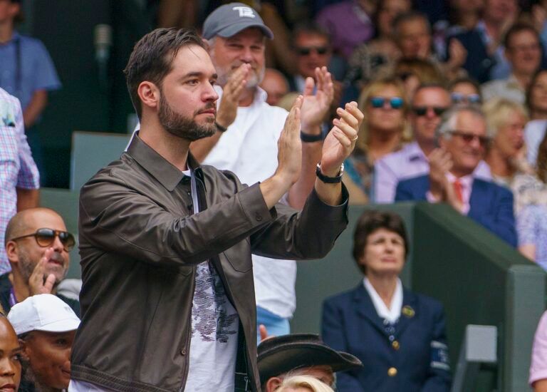 Alexis Ohanian in attendance for the Serena Williams (USA) and Alison Riske (USA) match on day eight at the All England Lawn and Croquet Club.
