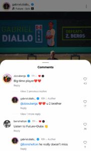 Zizou Bergs and Ben Shelton's comments on Gabriel Diallo's post