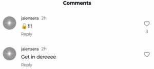 Screengrab of Jalen Sera's comments on Coco Gauff's Instagram post/@cocogauff
