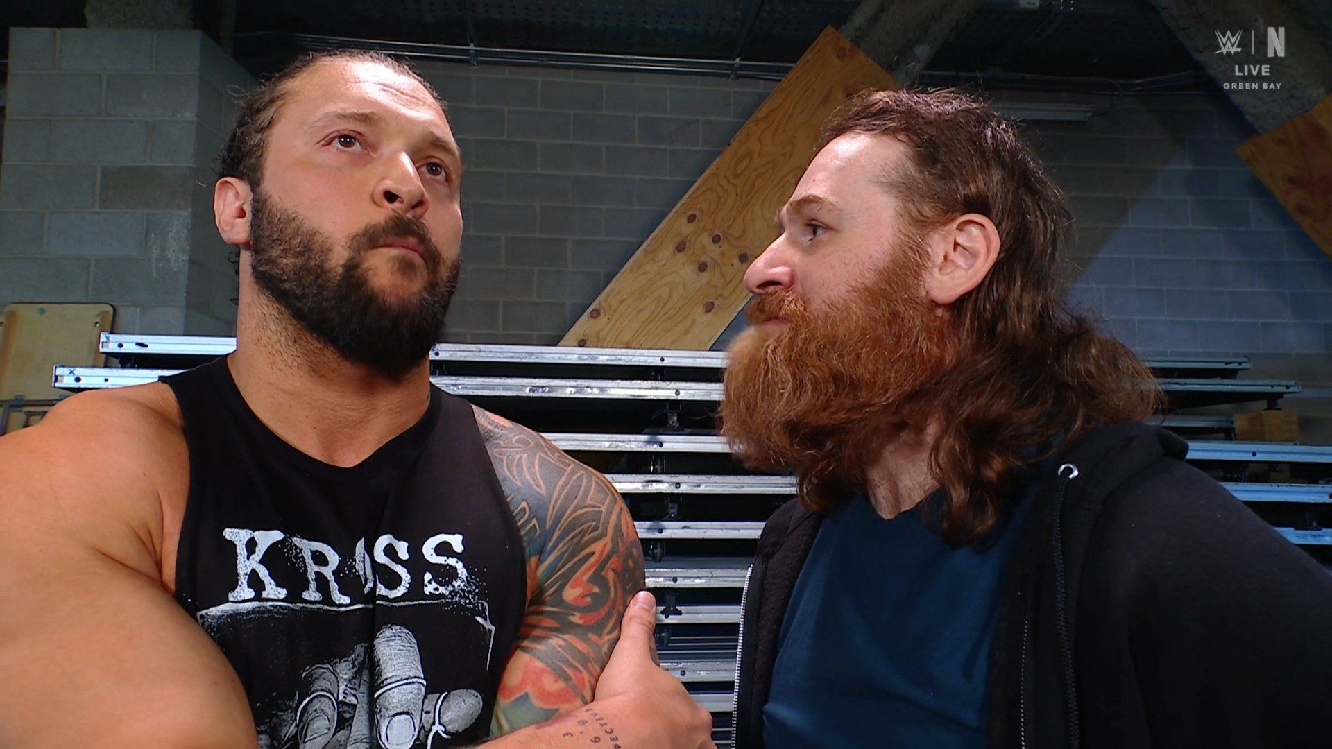 Karrion Kross with Sami Zayn backstage on Monday Night RAW