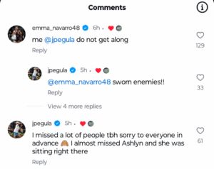 Screengrab of a Emma Navarro's comment on Jessica Pegula's Instagram post/@jpegula