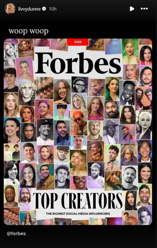 Olivia Dunne reacts to be named on Forbes' Top Creators list
