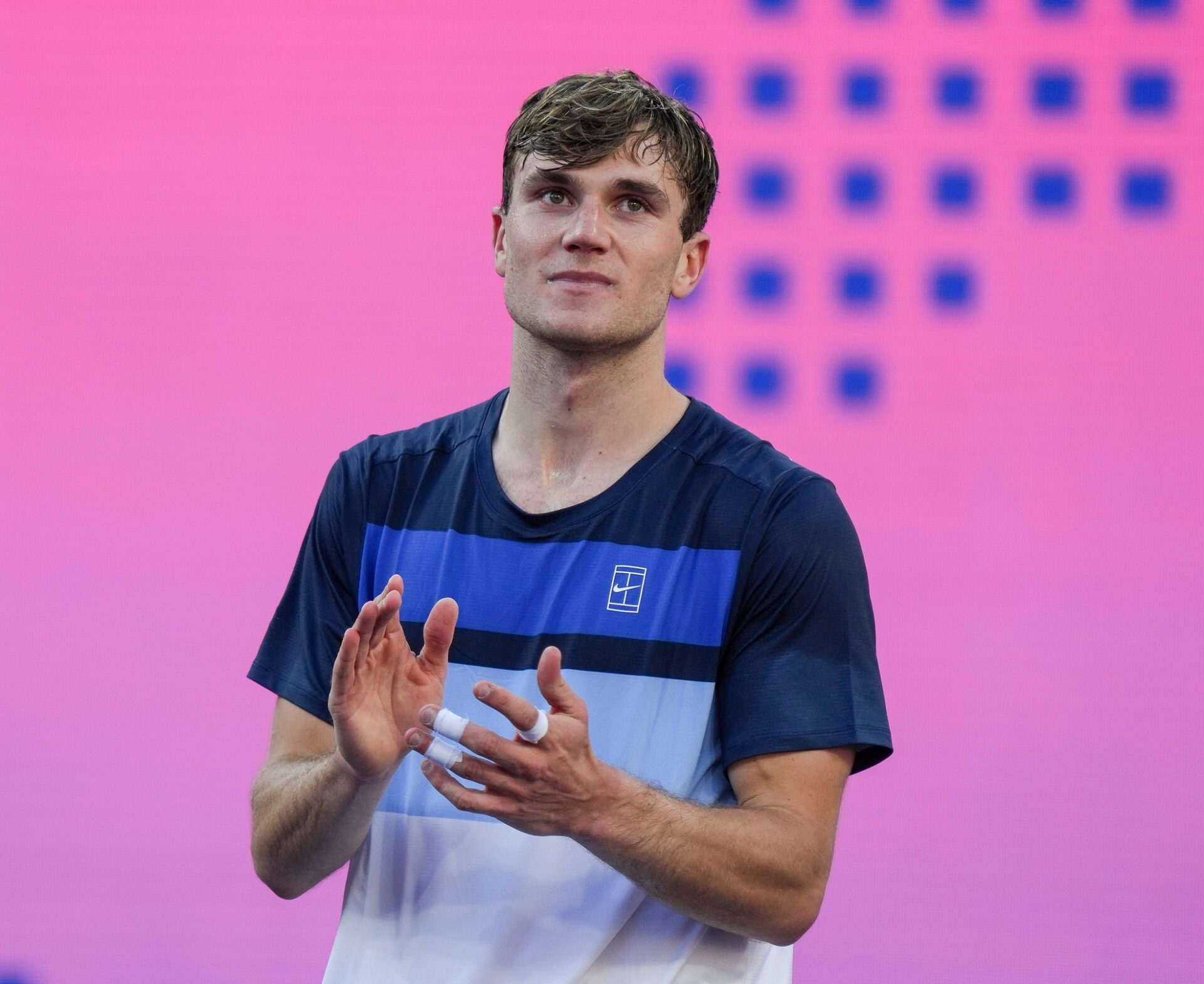Jack Draper acknowledges the crowd after his semifinal win over Carlos Alcaraz at the BNP Paribas Open in Indian Wells, Calif., March 15, 2025.