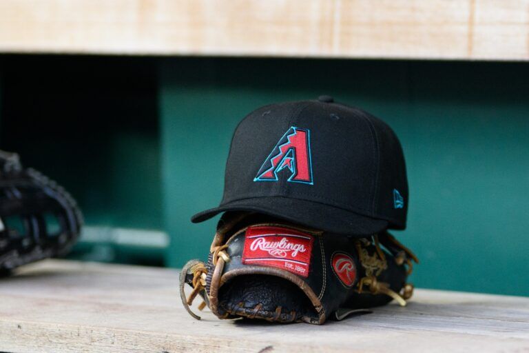 A detailed view of an Arizona Diamondbacks hat at the game between the Washington Nationals and the Arizona Diamondbacks at Nationals Park.