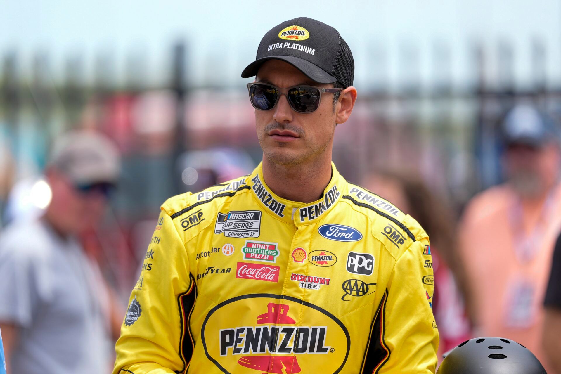 NASCAR Cup Series driver Joey Logano (22) during qualifying at Charlotte Motor Speedway.