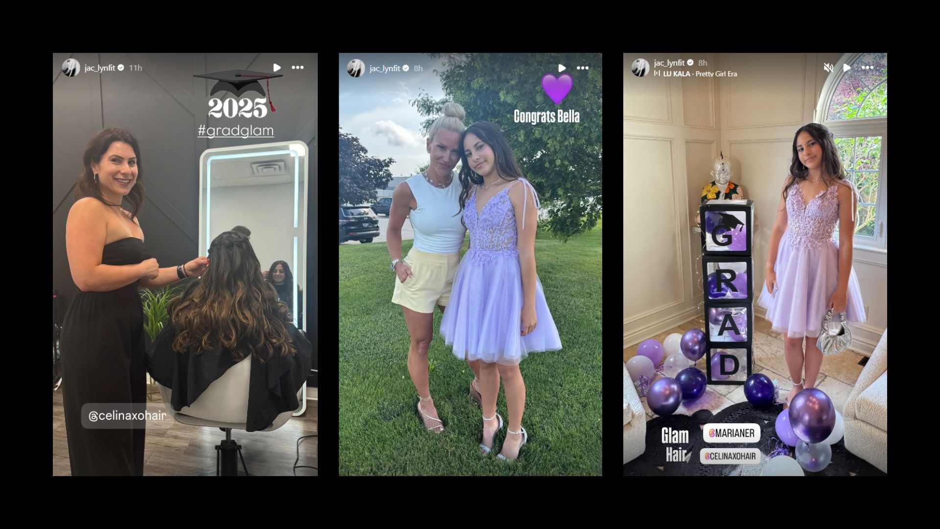Screenshots from Jaclyn Cordeiro's Instagram story
