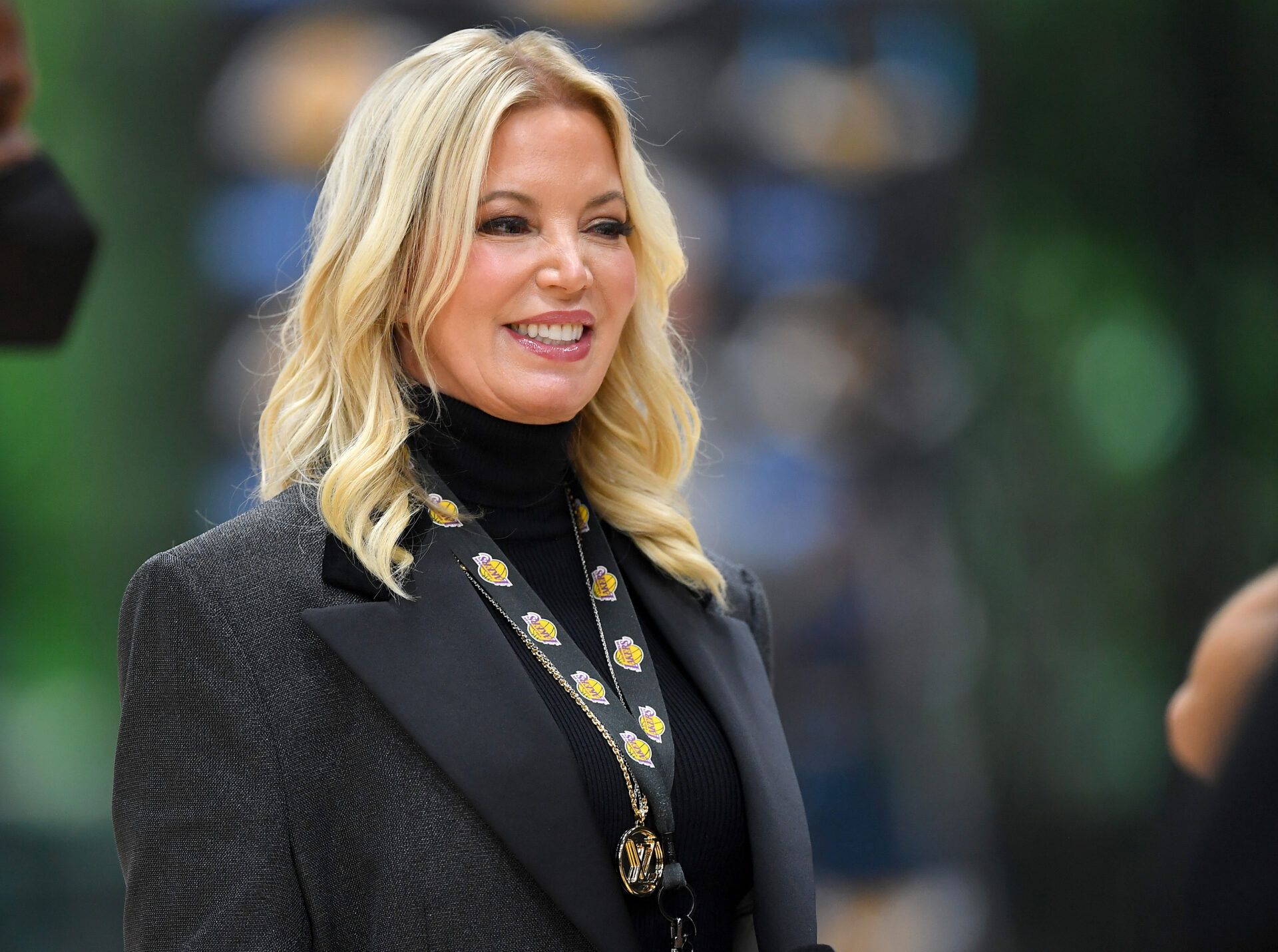 Los Angeles Lakers owner Jeanie Buss attends media day at the UCLA Health and Training Center in El Segundo, Calif.