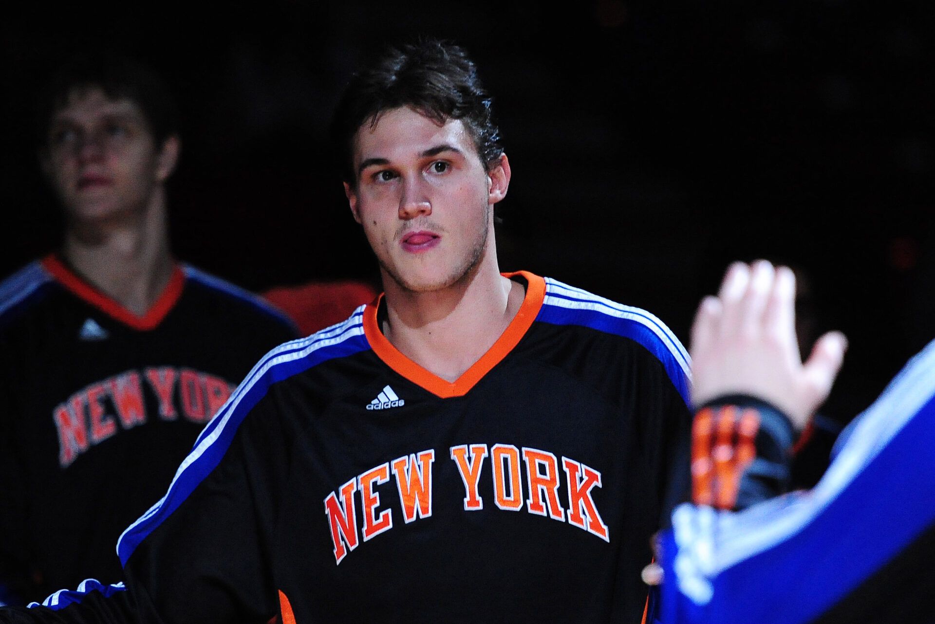 New York Knicks forward Danilo Gallinari (8) during player introductions before the game against the Sacramento Kings at ARCO Arena. The Knicks defeated the Kings 113-106.