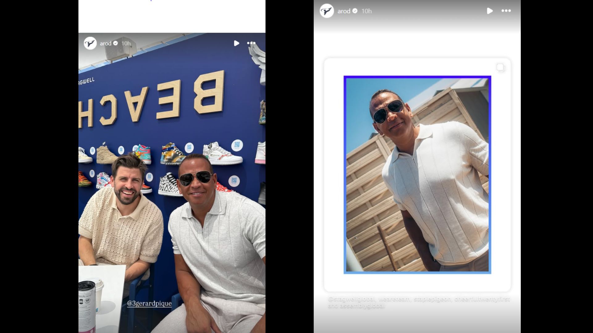 Screenshots from Alex Rodriguez's Instagram story