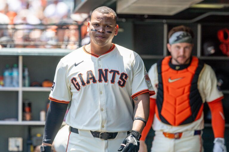 San Francisco Giants infielder Rafael Devers (16) during the game against the Cleveland Guardians at Oracle Park.