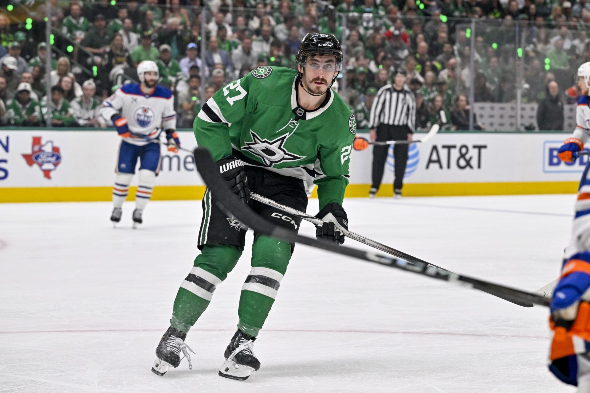 Dallas Stars left wing Mason Marchment (27) in action during the game between the Dallas Stars and the Edmonton Oilers in game five of the Western Conference Final of the 2025 Stanley Cup Playoffs at American Airlines Center.