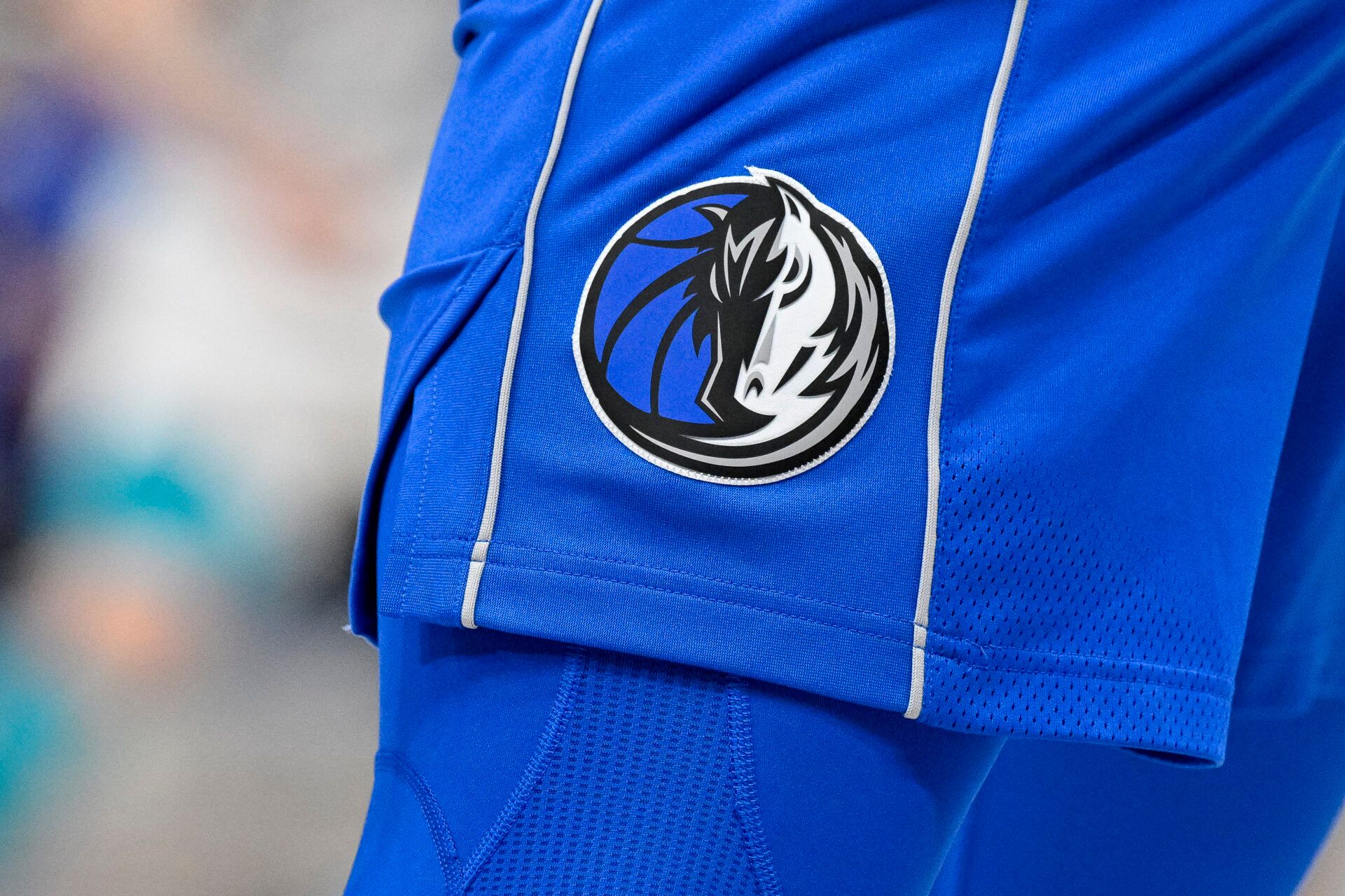 A view of the Dallas Mavericks logo during the game between the Dallas Mavericks and the Charlotte Hornets at the American Airlines Center.