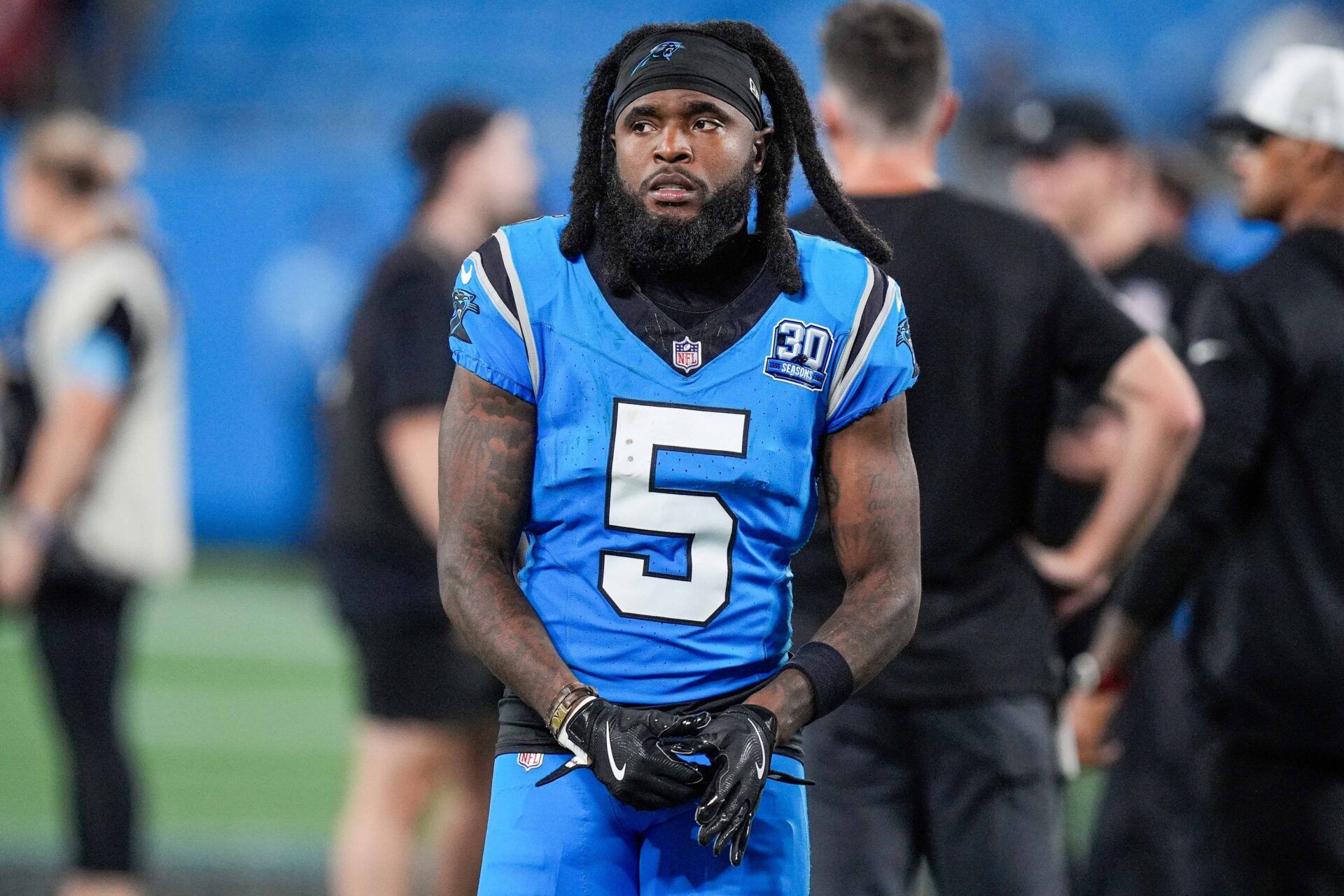Carolina Panthers wide receiver Diontae Johnson (5) during the second half at Bank of America Stadium.