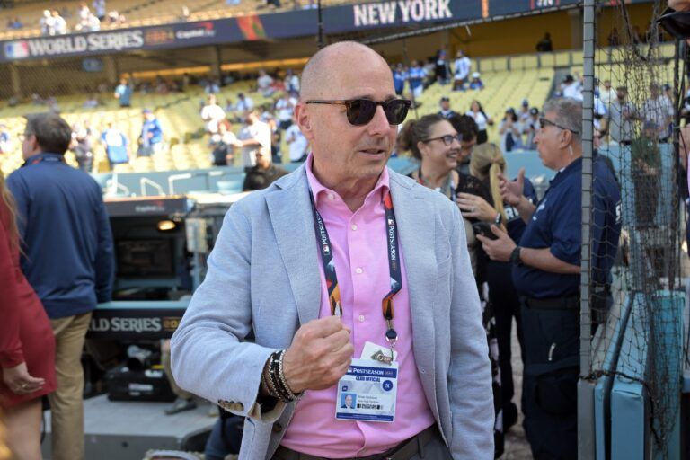 New York Yankees general manager Brian Cashman before game one against the Los Angeles Dodgers the 2024 MLB World Series at Dodger Stadium.